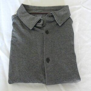 Perry Ellis Men Slim Fit Stretch fIT Knit Button Down Shirt Blue Sz XXL Gray